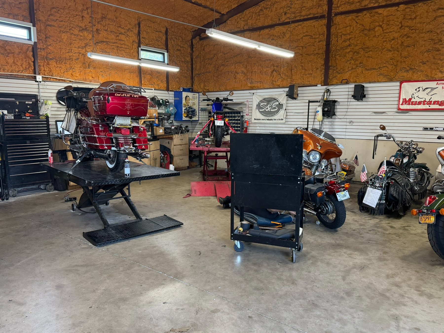 Total Cycle motorcycle shop floor